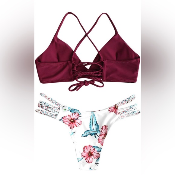 LEKODE Pushups Two Piece Beachwear Swimwear WWomen's Flower Swimsuit Bikini - Picture 2 of 3